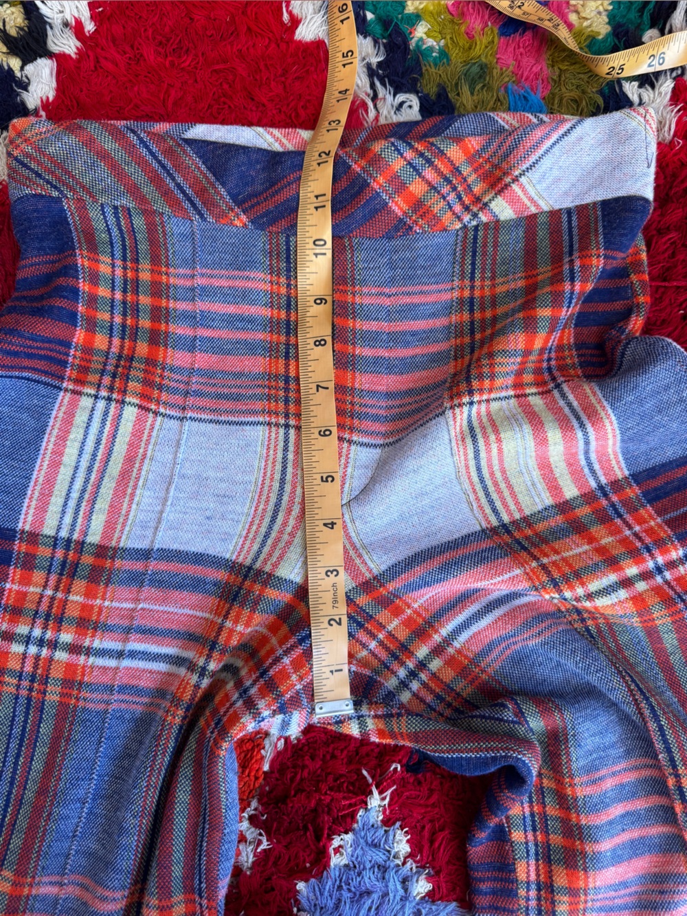 70s Vintage Plaid Knit Bellbottoms Sz Sm - Picture 6 of 9